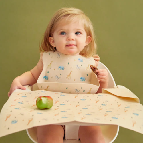 Silicone Bib Safari Warm Cream – Austin Baby Collection