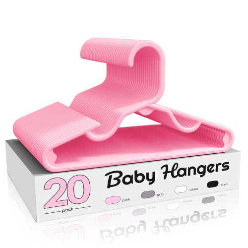 ACSTEP Baby Hangers 20 Pack, 11 Inch Kids Plastic Hangers, Non-Slip Baby Hangers for Closet, Baby Clothes Hangers for Pants Shirts Outfit Onesie, Pink