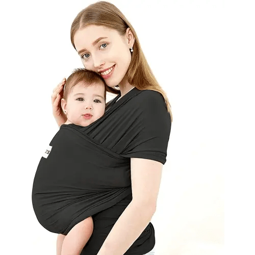 Acrabros Baby Wrap Carrier,Hands Free Baby Carrier Sling,Lightweight,Breathable,Softness,Perfect for Newborn Infants and Babies Shower Gift,Black
