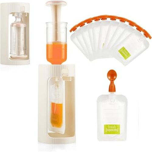 PandaEar Squeeze Station for Baby Puree Food Storage, Baby Food Pouch Filling Maker with 10 Pcs Pouches, Pouch Filling Station for Infant and Toddlers