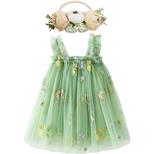 BGFKS Layered Tulle Tutu Dress for Toddler Girls,Baby Girl Rainbow Tutu Princess Skirt Set with Flower Headband.