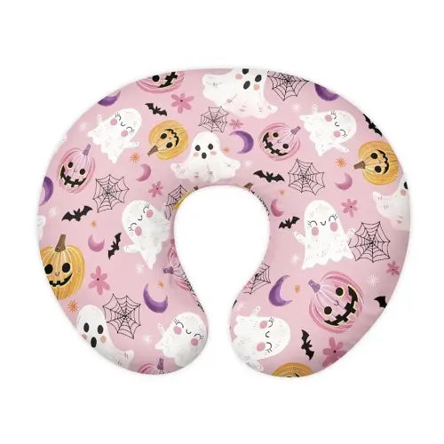 Halloween Ghost Pumpkin Nursing Pillowcase for Newborn Stain Resistant Comfortable Feeding Pillow Cover for Bottle and Breastfeeding Pillows with Hidden Zipper