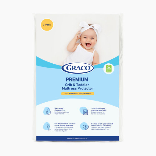 Graco Premium Waterproof Crib & Toddler Mattress Protector - 2 Pack