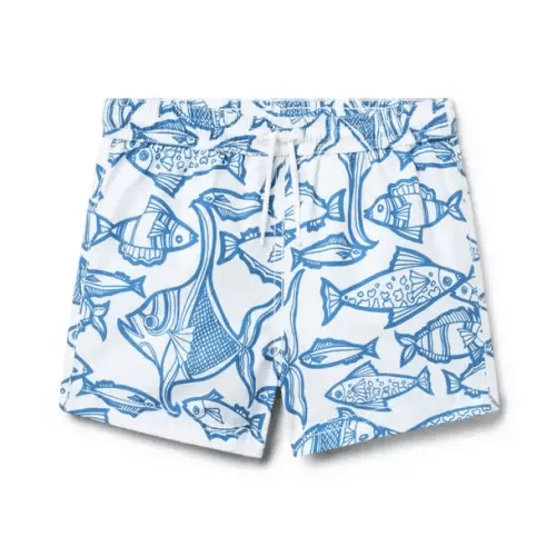 Boy White Fish Recycled Fish Swim Trunk by Janie and Jack
