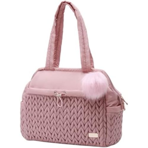 Asha Diaper Bag Tote For Daily Use, Travel Shoulder Diaper Bag With Long Strap And Stroller Clips Hospital Bag For Labor Delivery,Practial Baby Bag For New Parents(Dusty Rose)