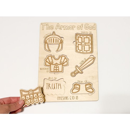 Armor of God Puzzle | Wooden Bible Puzzle | Ephesians 6:10-18 | Wooden Puzzle | Bible Learning Tool
