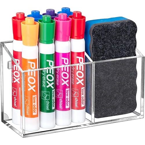 BEYGORM Magnetic Dry Erase Marker Holder for Whiteboard,Non-slip Acrylic Magnet Pen Holder for Fridge Refrigerator,Locker Organizer for Work,Locker Accessories,Pencil Cup for Desk,Marker Organizer