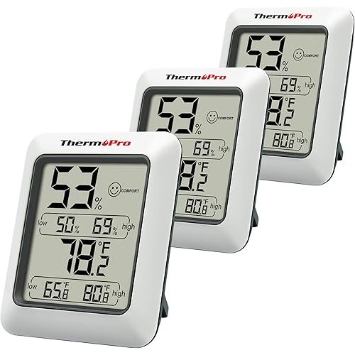 ThermoPro TP50 3 Pieces Digital Hygrometer Indoor Thermometer Room Thermometer and Humidity Gauge with Temperature Humidity Monitor
