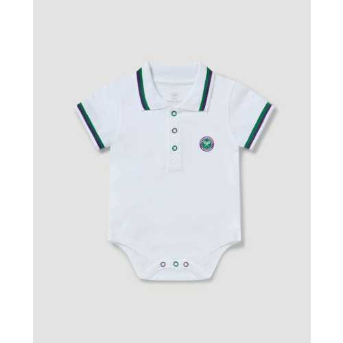 Classic White Polo-Style Cotton Babygrow
