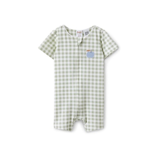 The Billie Short Sleeve Zip Romper, Newborn