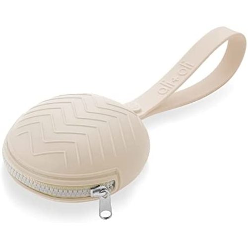Ali+Oli Silicone Pacifier Case (Natural) 3" x 1.6" BPA-Free Newborn Pacifier Holder, Travel Baby Pacifiers Silicone Pouch, Pacifier Accessories for Boys & Girls, Silicone Pacifier Storage Case