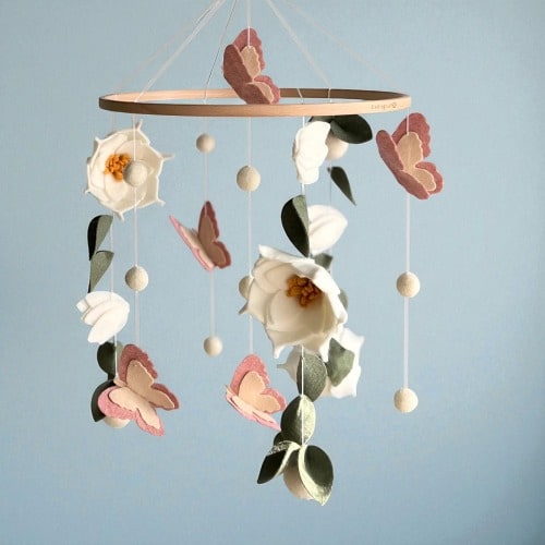 Flowers Butterfly Baby Mobile - Flowers butterfly Cot mobile Infant crib montessori mobile Nursery Decor