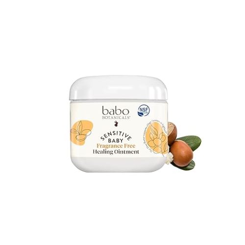 Babo Botanicals Sensitive Baby Fragrance-Free All Natural Healing Ointment - 99% Organic & 1% Colloidal Oat - Steroid-Free - NSF Certified - for Eczema, Irritated/Itchy Skin - Face, Body, Diaper Area - New Packaging