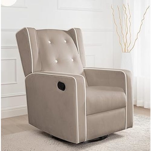 Naomi Home Bond with Your Baby Relax in Style with Odelia 360 Swivel Glider Rocker Recliner Nursery Breastfeeding Maternity Chair Plush Cushioning Soothing Rocking Motion Microfiber Fabric - Mocha