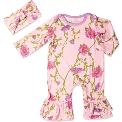 Baby Baby Grey by Everly Grey Ruffle Romper & Head Wrap Set, Size: 6-9M