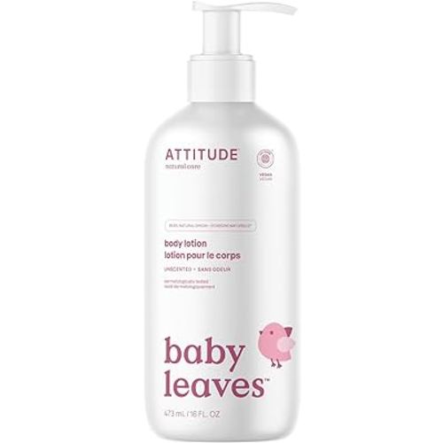 ATTITUDE Baby Lotion, EWG Verified Moisturizer, Dermatologically Tested Moisturizing Cream, Vegan and Cruelty-Free, Unscented, 16 Fl Oz