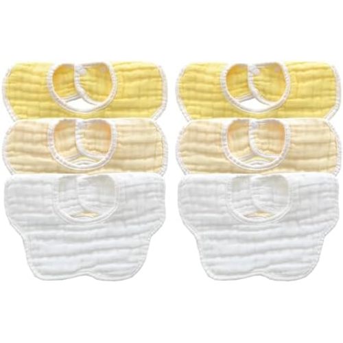 MUKIN Baby Drooling Towel, Snap Bibs, Muslin Bibs, 6 Pack, Adjustable, Soft Cotton