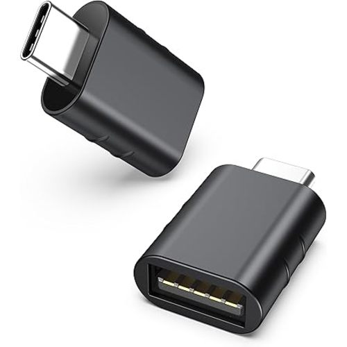 Syntech USB C to USB Adapter Pack of 2 USB C Male to USB3 Female Adapter Compatible with iPhone 17 Pro Max MacBook Pro Air 2024 iMac iPad Mini Pro, Other Type C or Thunderbolt 4/3 Devices, Space Black