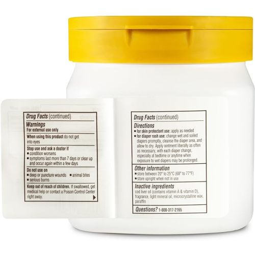 A+D Original Diaper Rash Ointment, Prevents & Protects Diaper Rash, Moisturizes & Heals Dry Skin With Vitamins A&D, 16oz Jar - Pack of 1