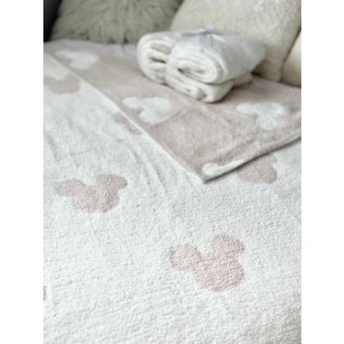 Ready To Ship Magic Dreams Neutral Minimalist Mouse Fuzzy Blanket | Beige Soft Reversible Throw Oversized 60x70 | 100% Polyester Microfiber