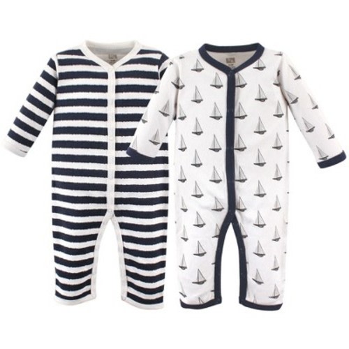 Hudson Baby Infant Boy Cotton Coveralls 2pk, Sailboat, 3-6 Months
