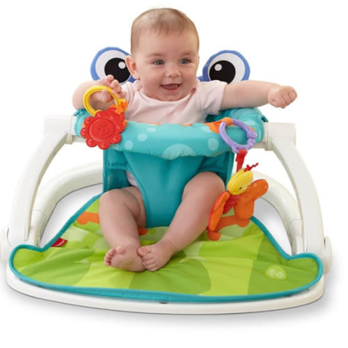 Fisher-Price Portable Baby Chair Sit-Me-Up Floor Seat with Developmental Toys & Machine Washable Seat Pad, Froggy