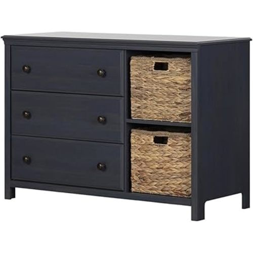 South Shore Cotton Candy 3-Drawer Dresser with Baskets-Blueberry