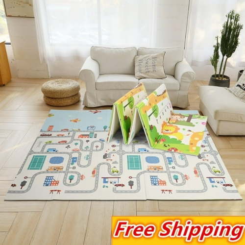 Baby Playmat, 79" x 71" Double Side Reversible Foldable Play Mat Waterproof Foam Floor Crawling Mat