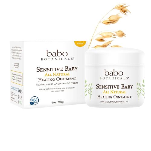 Babo Botanicals Sensitive Baby Fragrance-Free All Natural Healing Ointment - 99% Organic & 1% Colloidal Oat - Steroid-Free - NSF Certified - for Eczema, Irritated/Itchy Skin - Face, Body, Diaper Area