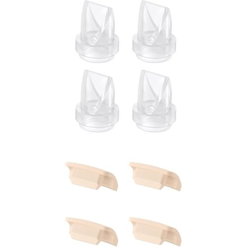 eufy Original Duckbill Valves (4-Pack) and Spout Cap (4-Pack) for Wearable Breast Pump E10/S1/S1 Pro, Breast Pump Replacement Parts