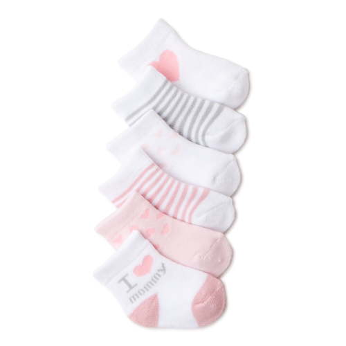 Carter's Child of Mine Baby Girl Mommy Crew Cut Socks, 6 Pack, Sizes Newborn-6 Months