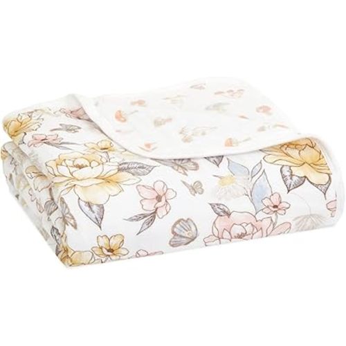 aden + anais 100% Organic Cotton Muslin Baby Blanket Crib Bedding for Newborn Baby and Toddler, Nursery Blanket for Boys and Girls, Baby Registry and Shower Gift - Earthly, Rosewood
