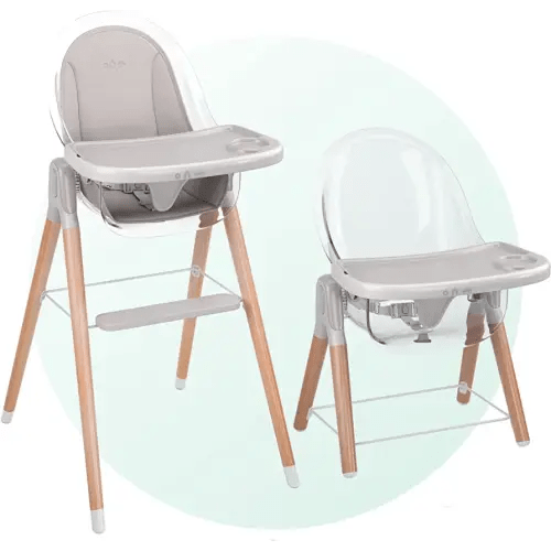 Children of Design 6 in 1 Deluxe Wooden High Chair for Babies & Toddlers, Modern Safe & Compact Baby Highchair, Easy to Clean & Assemble Removable Tray & Cushion, 6 Options 3 Seat Positions 2 Heights
