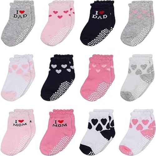 Mother's Choice Organic Cotton Baby Socks 6-12 Months - 12 pairs Soft and Cozy Newborn Pink Socks, Gentle Newborn Gift Socks, Ideal Baby Gift, Infant Footwear for Daily Wear and Little Feet Comfort