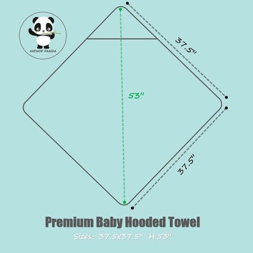 HIPHOP PANDA Hooded Towel - Rayon Made from Bamboo, Bath Towel with Bear Ears for Newborn, Babie, Toddler, Infant - Absorbent Large Baby Towel - Frog, 37.5 x 37.5 Inch
