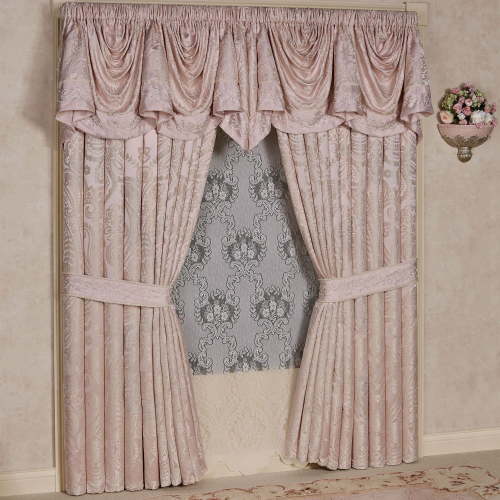 Romantic Princess Jacquard Woven Scrollwork Blush Window Valance Empire 110 x 28