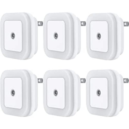 Uigos LED Night Light Lamp with Smart Sensor Dusk to Dawn Sensor, Daylight White, 0.5W Plug-in, 6-Pack