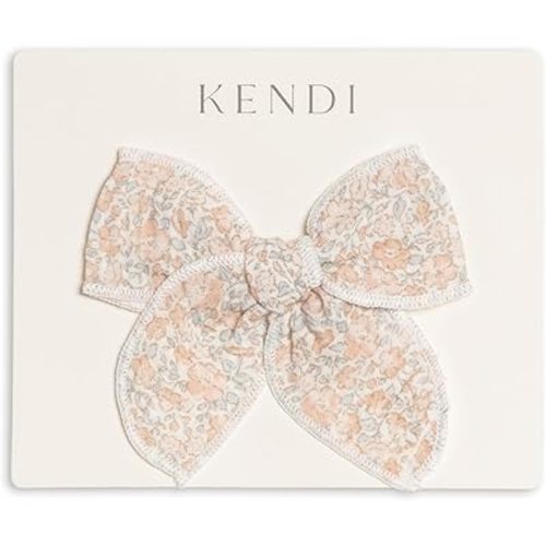 Colored Organics Baby Organic Cotton Dainty Bow Headband - Infant Girls - Belmont Floral/Shell + Powder Muslin