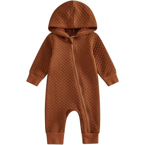 BemeyourBBs Newborn Baby Boy Girl Fall Winter Clothes Zipper Hooded Romper Cute Long Sleeve Jumpsuit Warm One Piece Outfit