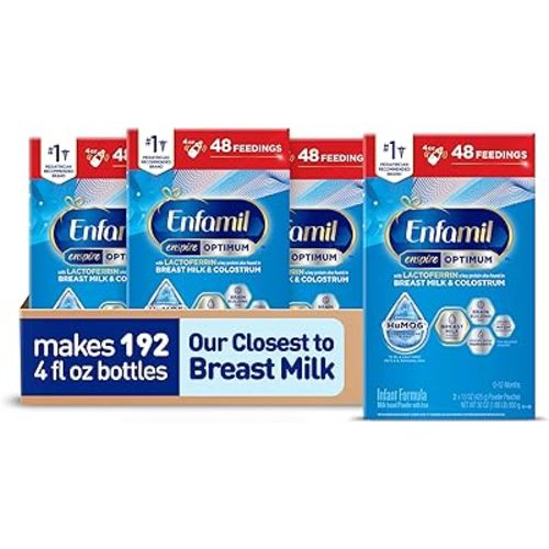 Enfamil Enspire Optimum Baby Formula, with Immune-Supporting Lactoferrin, Our Closest Formula to Breast Milk, Brain Building DHA, Dual Prebiotics, Infant Formula Powder, Baby Milk, 30 Oz, Pack of 4