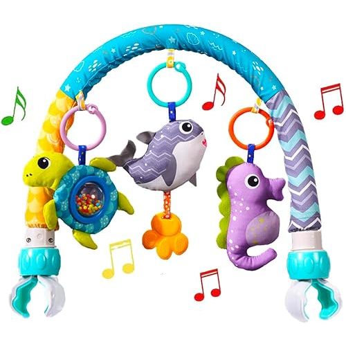 Crib Mobile & Stroller Toys - Adjustable Bassinet Mobile with Universal Clamp & Activity Toy Bar for Baby Bouncer, Car Seat & Stroller - Newborn to 12 Months