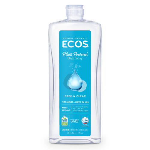 ECOS Hypoallergenic Dish Soap, Unscented, Gentle for Sensitive Skin, Plant-Based, 25 Fluid Ounce