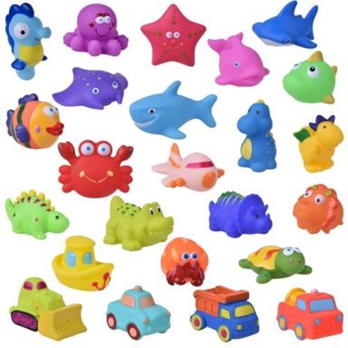 Fun Little Toys Tubbi Bubbi 24Pcs Squirting Sea Animals & Cars Bath Toys, Water Play for Toddlers, Birthday & Xmas Gifts for Boys & Girls