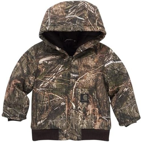 Carhartt Boys' Flannel-Lined Hooded Canvas Insulated Zip-up Jacket