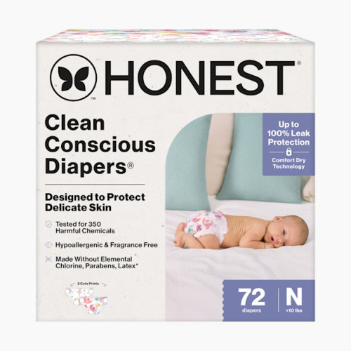 The Honest Company Clean Conscious Disposable Diapers - Rose Blossom + Tutu Cute, Nb, 72 Count