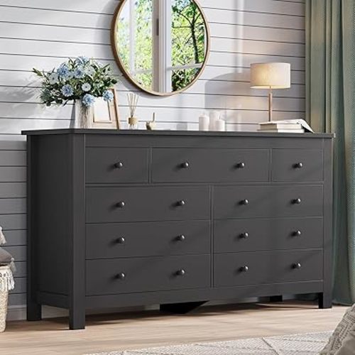 Hasuit Black Dresser for Bedroom with 9 Drawers, Modern 55.1" Long Dressers Chest of Drawer with Large Drawers, Large Capacity Storage Organizer Cabinet, Wide Dresser for Bedroom, Living Room, Hallway