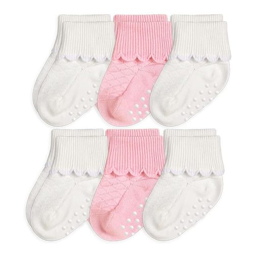 Jefferies Socks Baby Girls' Non-Skid Scalloped Turn Cuff 6 Pack
