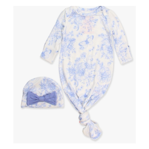 Ruffle Knotted Sleep Gown & Hat Set