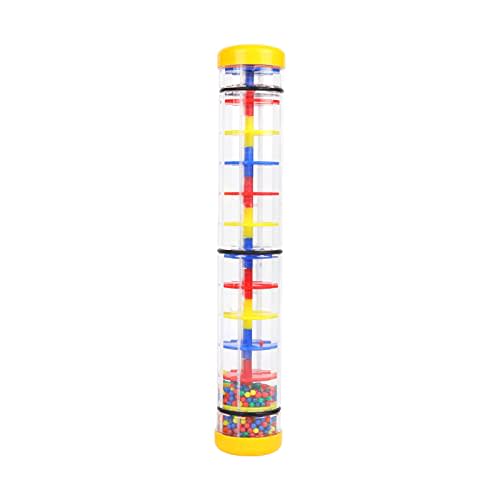 Rainmaker 12 inch Rain Stick for Babies Rattle Tube Rain Stick Shaker Music Sensory Auditory Instrument Toy for Baby Child Girl (12 inch Yellow)