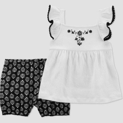 Carter's Just One You® Baby Girls' Geo Top & Bottom Set - White/Black, Size: 9M